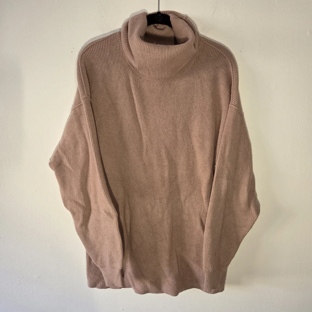 Free People Softly Structured Ribbed Tunic Sweater Small Dusty Mauve Pink‎